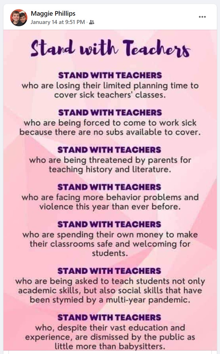 Stand with Teachers post